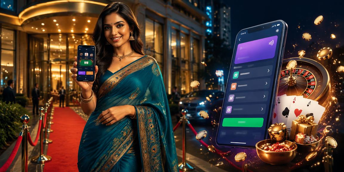 Woman in saree making mobile payment using UPI in Delhi