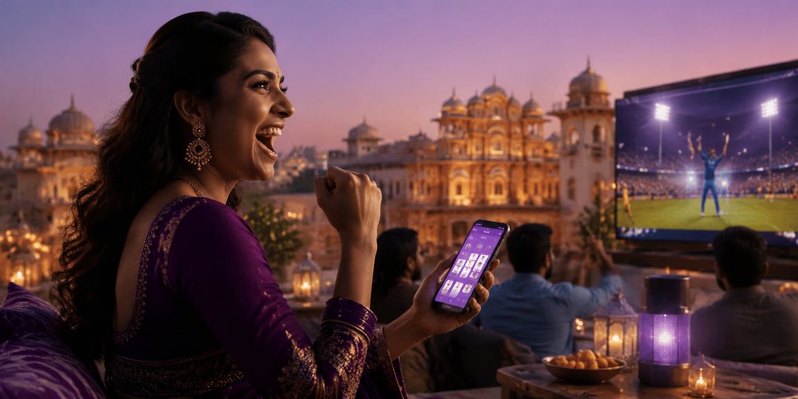 Indian lottery office with model showing ticket